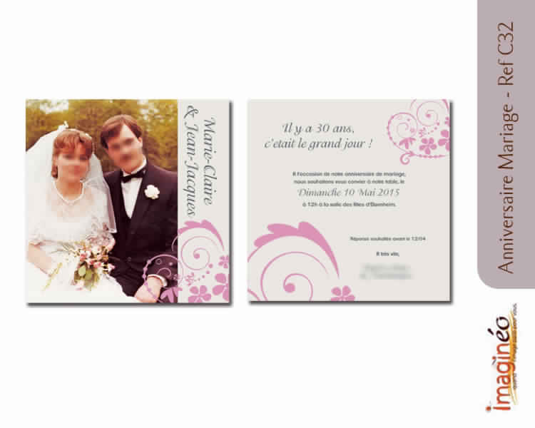 Carte Invitation Anniversaire de Mariage gratuite - Carte d&#039;invitation d&#039;anniversaire de mariage gratuite