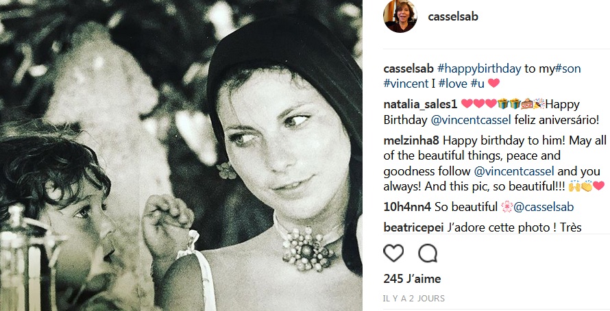 post maman - Pour l&#039;anni­ver­saire de Vincent Cassel, sa maman poste une photo émou­vante